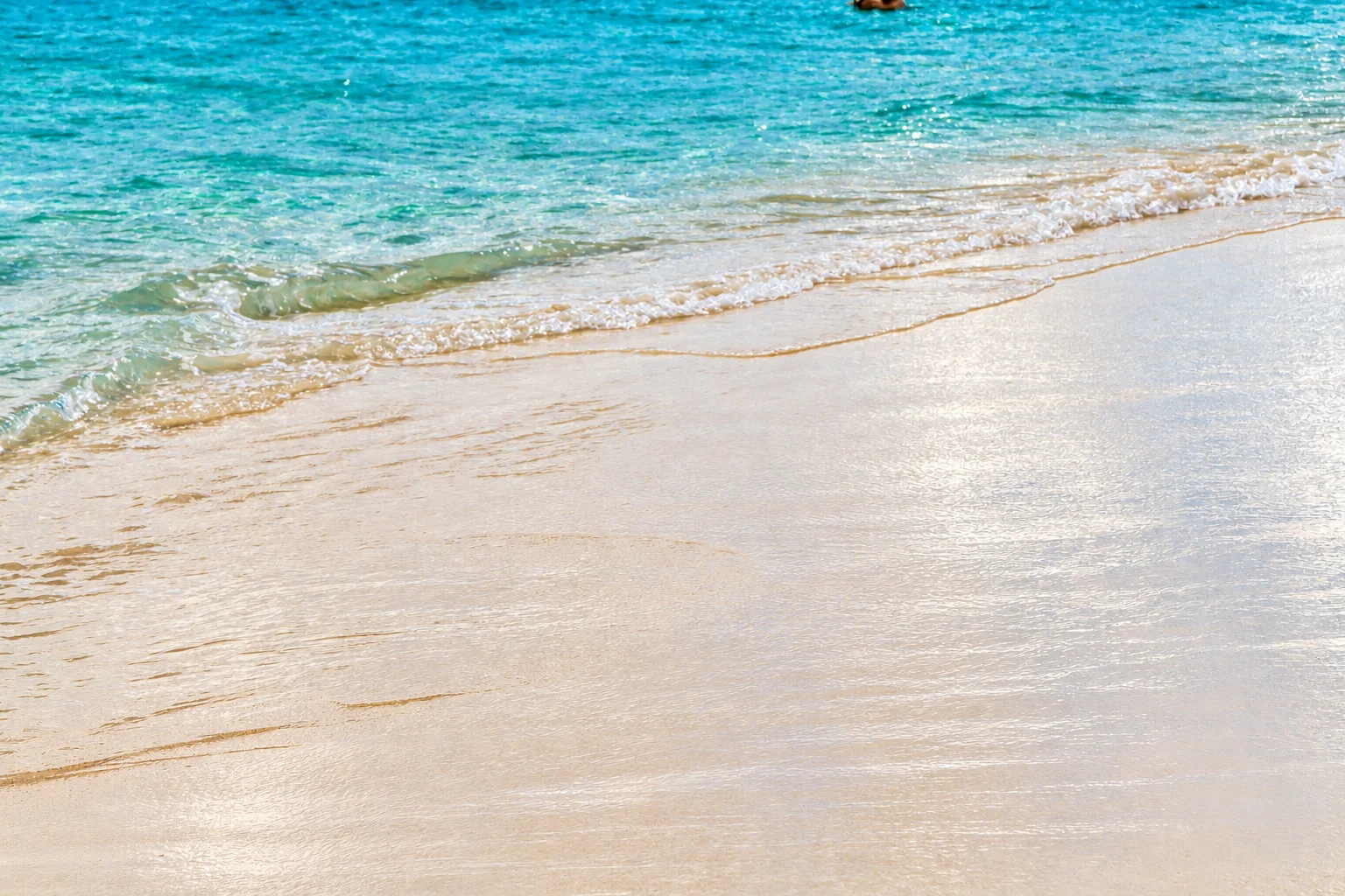 Shallow water and a fine line of shore foam — Cayo Levantado, AI-enhanced archival photograph
